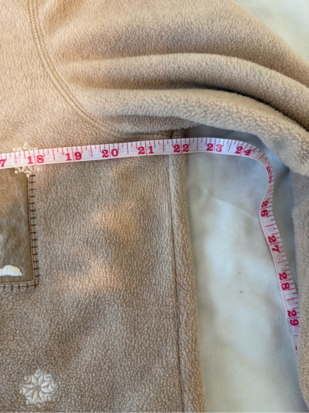 croft & barrow Womens Large Tan Zip-Front Fleece Jacket Embroidered Mountain VTG - Picture 11 of 15